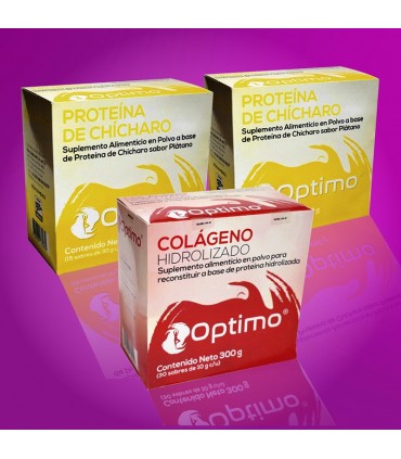 Paquete 6 #QuedateEnCasa - 2 Cajas de Proteína de Chícharo sabor Plátano y 1 Caja de Colágeno Hidrolizado