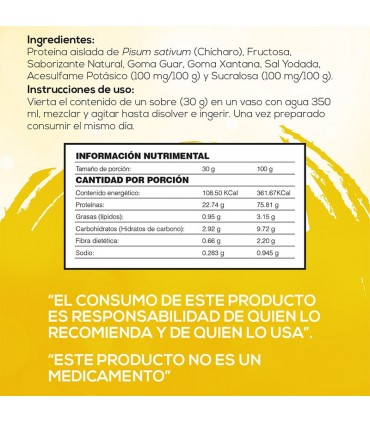 Proteína de Chícharo sabor plátano - caja de 450g - tabla